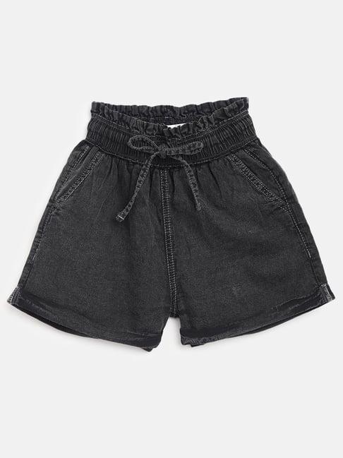 tales & stories kids black cotton regular fit shorts