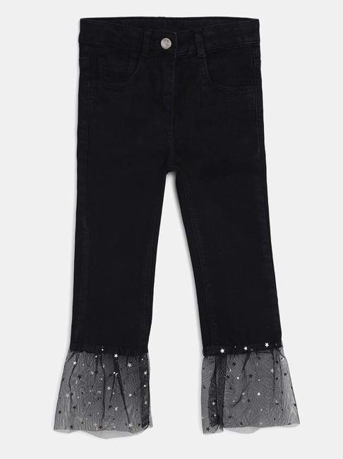 tales & stories kids black printed jeans