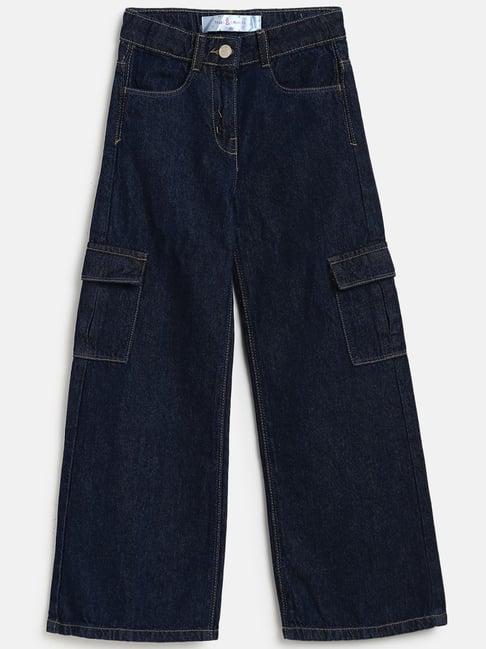 tales & stories kids blue cotton flared fit trousers