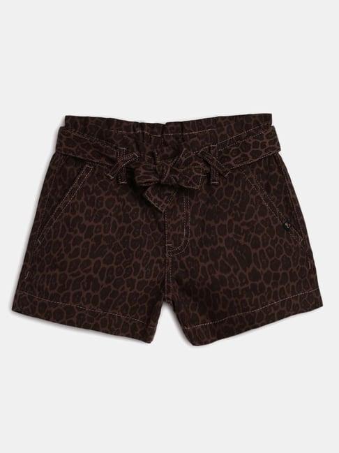 tales & stories kids brown cotton printed shorts