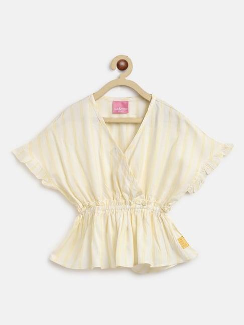 tales & stories kids cream & yellow striped top
