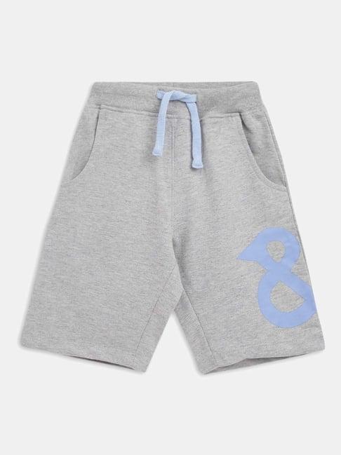 tales & stories kids grey & blue printed shorts