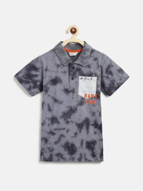 tales & stories kids grey printed polo t-shirt