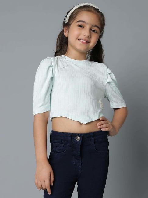 tales & stories kids mint striped crop top