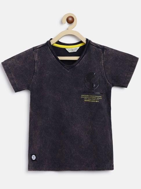 tales & stories kids navy cotton printed t-shirt