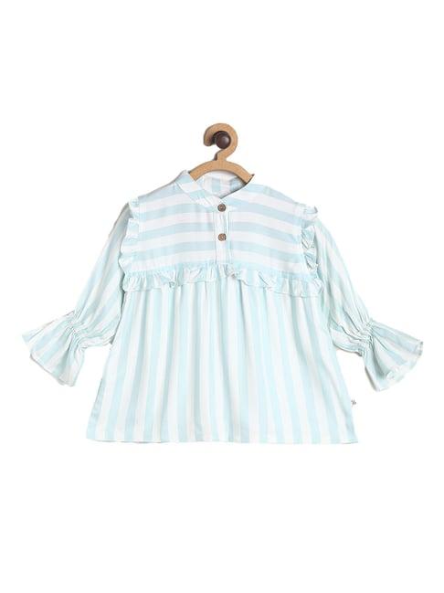 tales & stories kids sky blue & white striped top