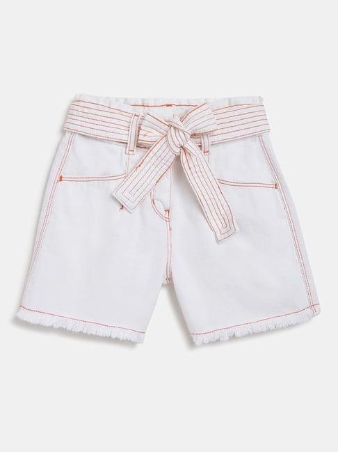 tales & stories kids white cotton regular fit shorts