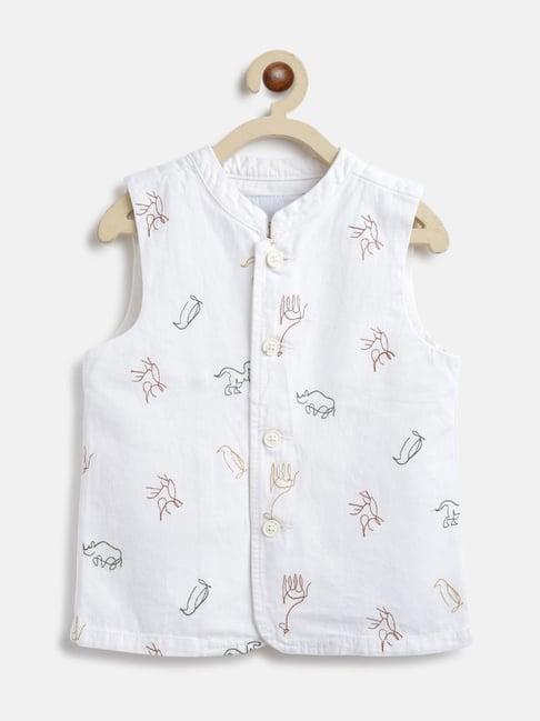 tales & stories kids white embroidered waistcoat