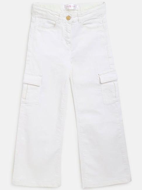 tales & stories kids white flared fit trousers