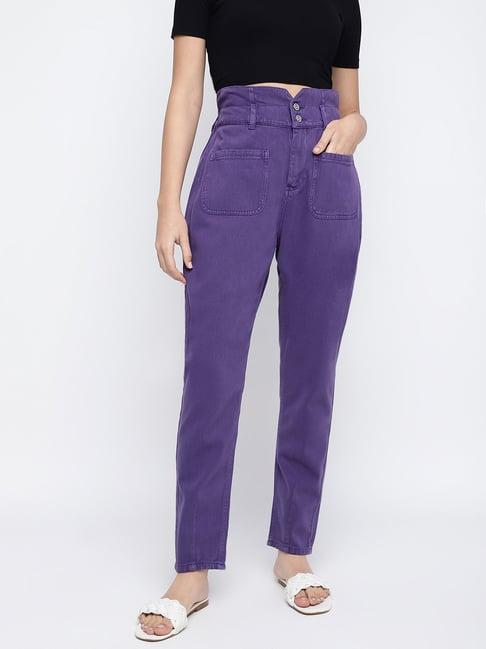 tales & stories purple regular fit high rise jeans