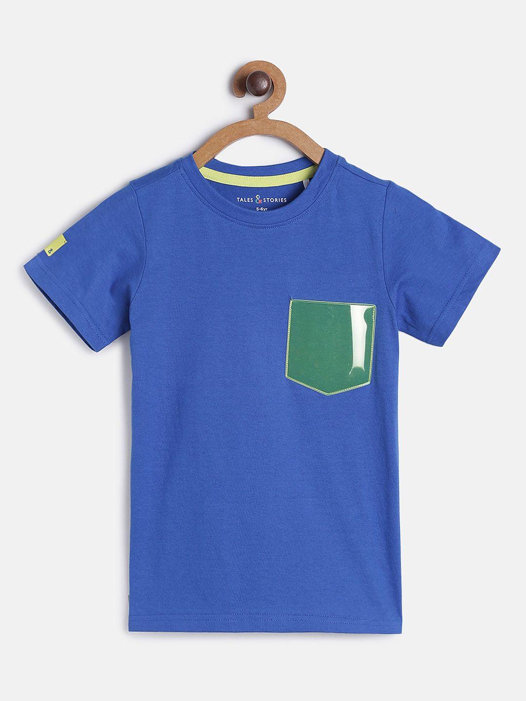 tales & stories royal boys blue printed round neck t-shirt
