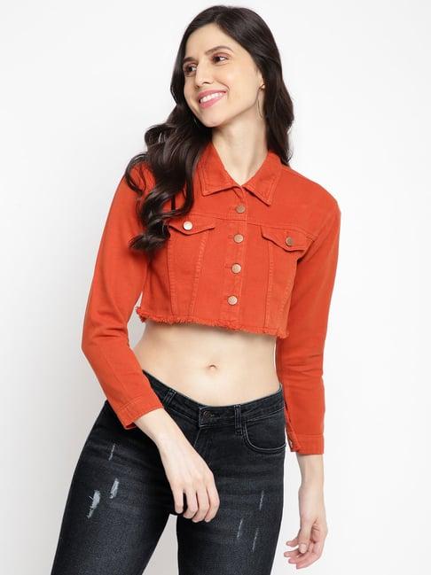 tales & stories rust cotton crop jacket