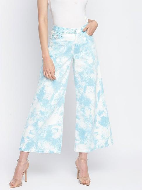 tales & stories sky blue tie - dye palazzos