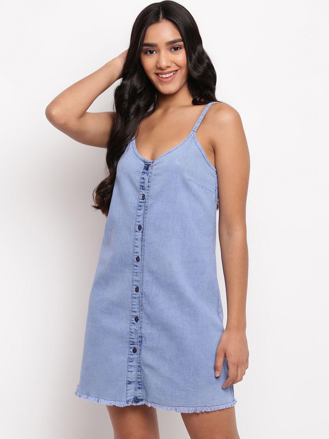 tales & stories women blue a-line dress