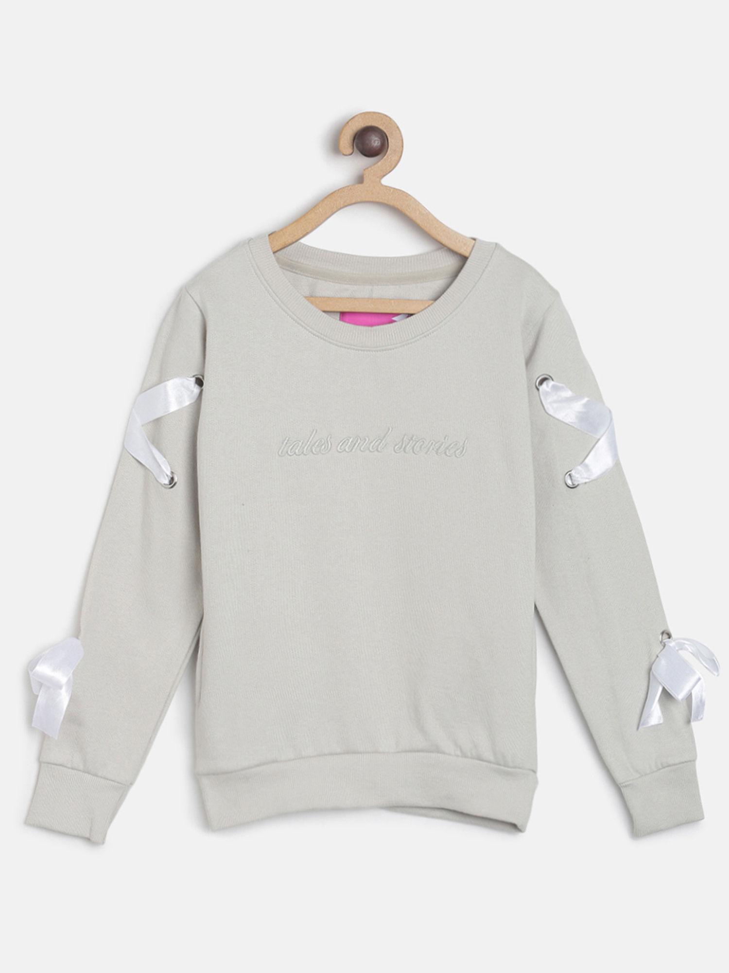 tales and stories grey girl cotton poly solid sweatshirt