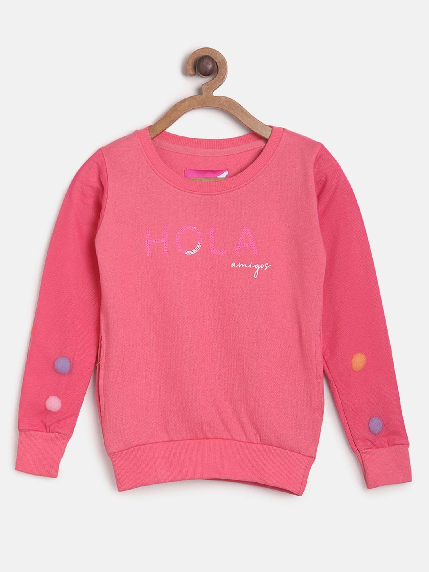 tales and stories pink girl cotton poly solid sweatshirt
