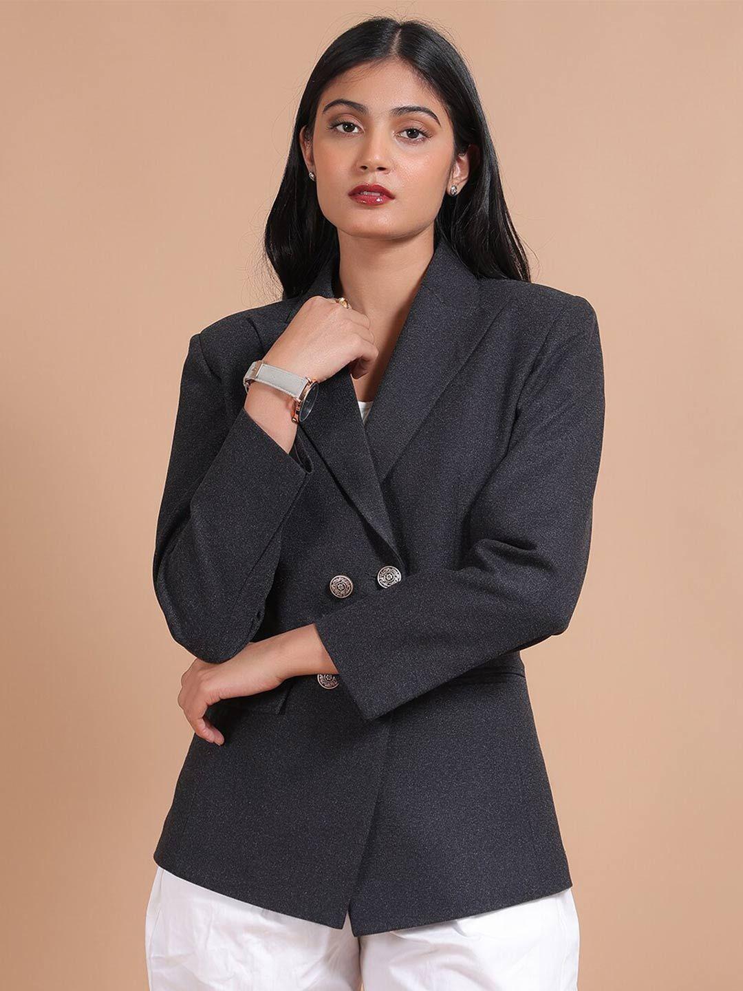 talethread notched lapel double breasted blazer