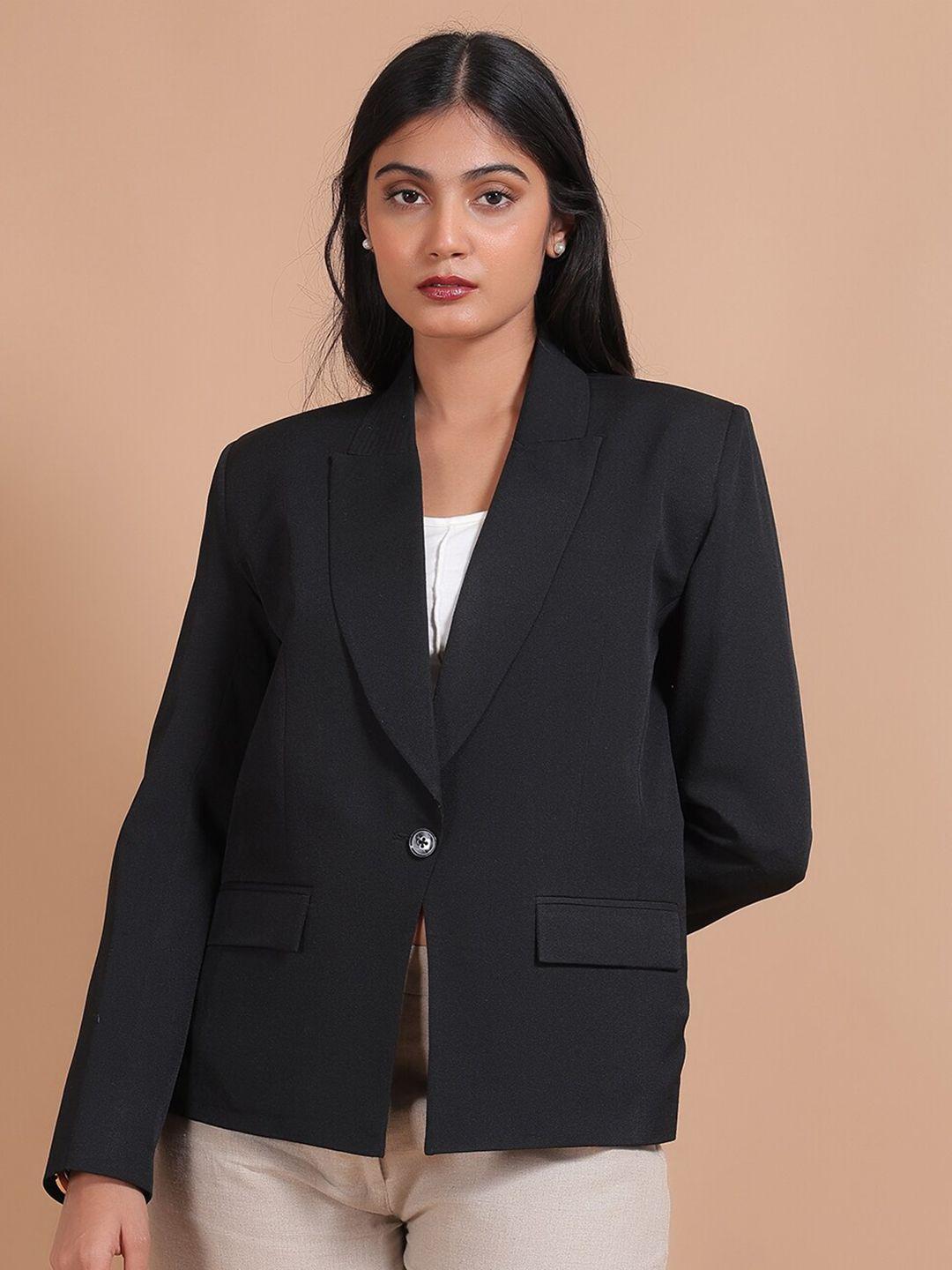 talethread notched lapel single breasted formal blazer