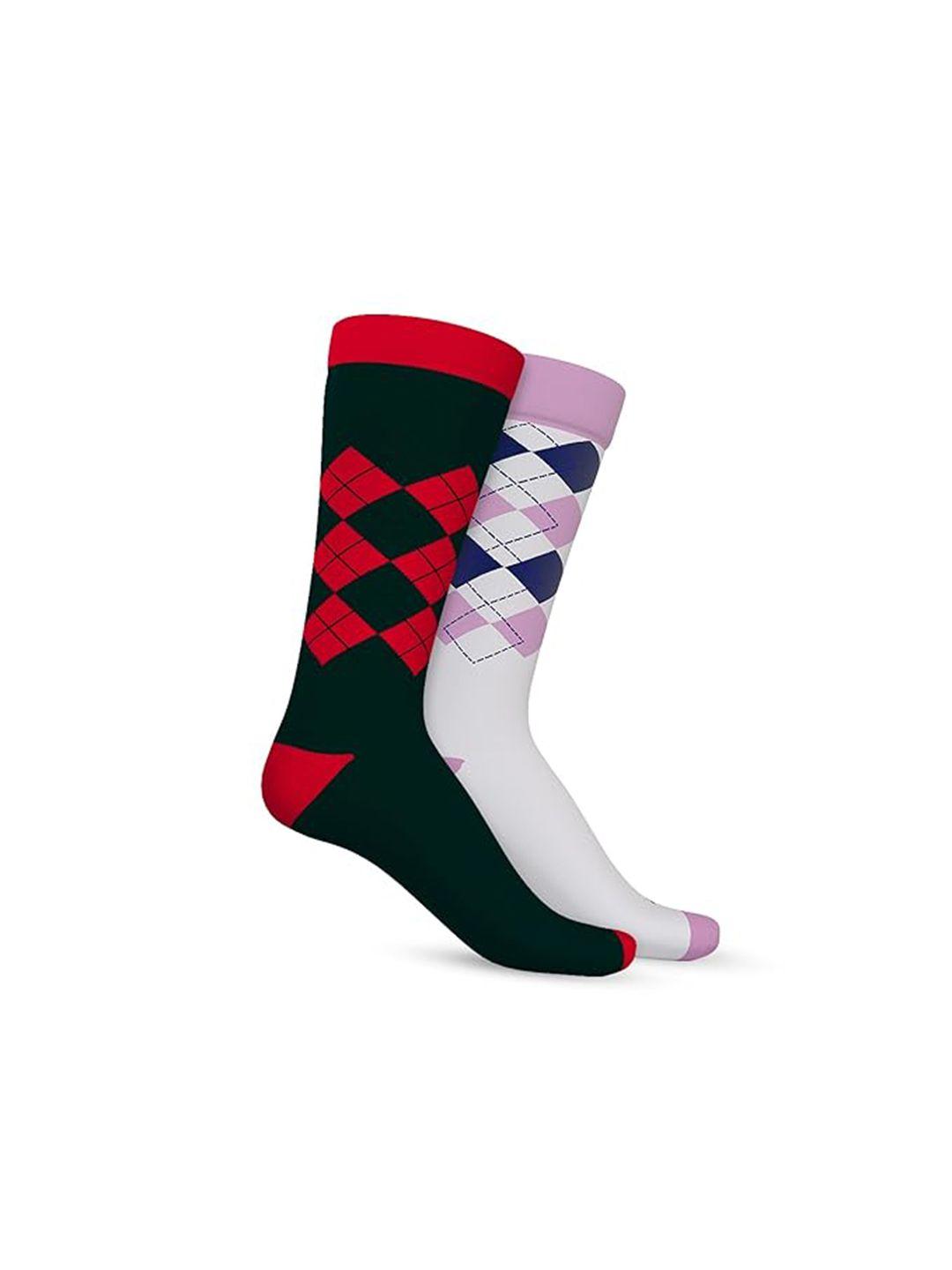 talkingsox pack of 2 argyle-patterned calf-length socks