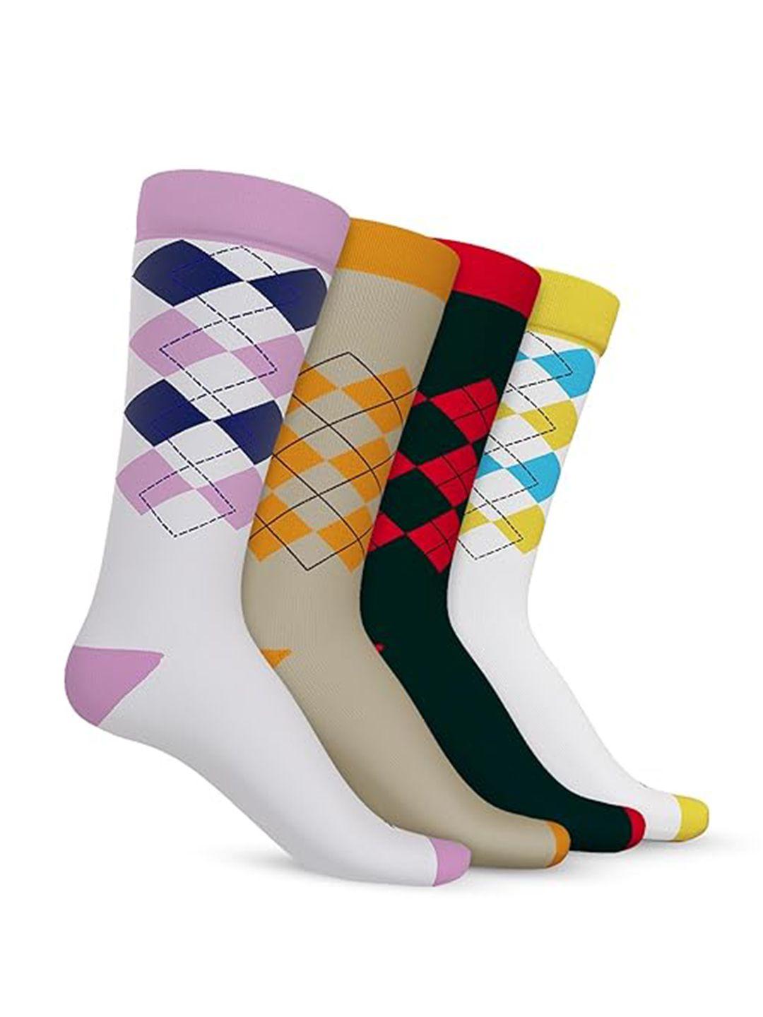 talkingsox pack of 4 argyle-patterned calf-length socks
