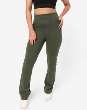 tall groove-in cotton flare pants with 4 pockets