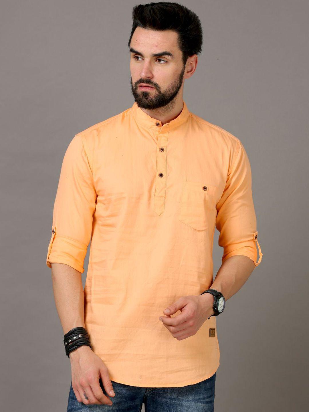 tallwalker mandarin collar roll-up sleeves straight kurta
