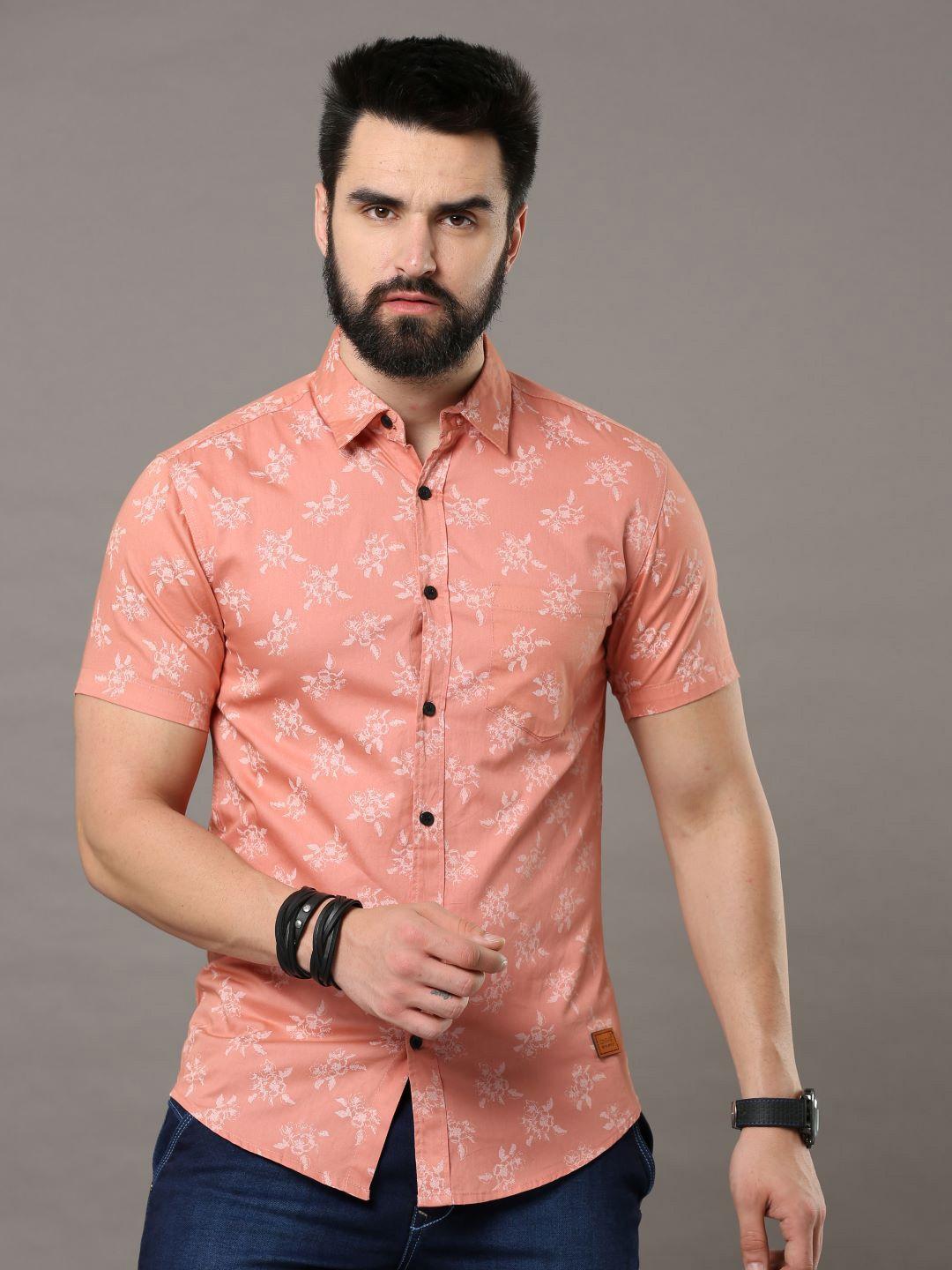 tallwalker printed standard slim fit cotton casual shirt