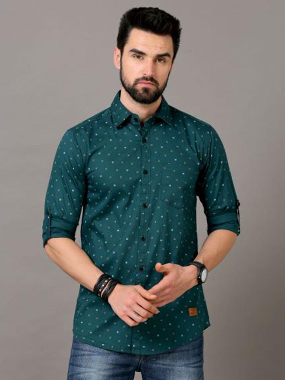 tallwalker printed straight slim fit opaque cotton casual shirt