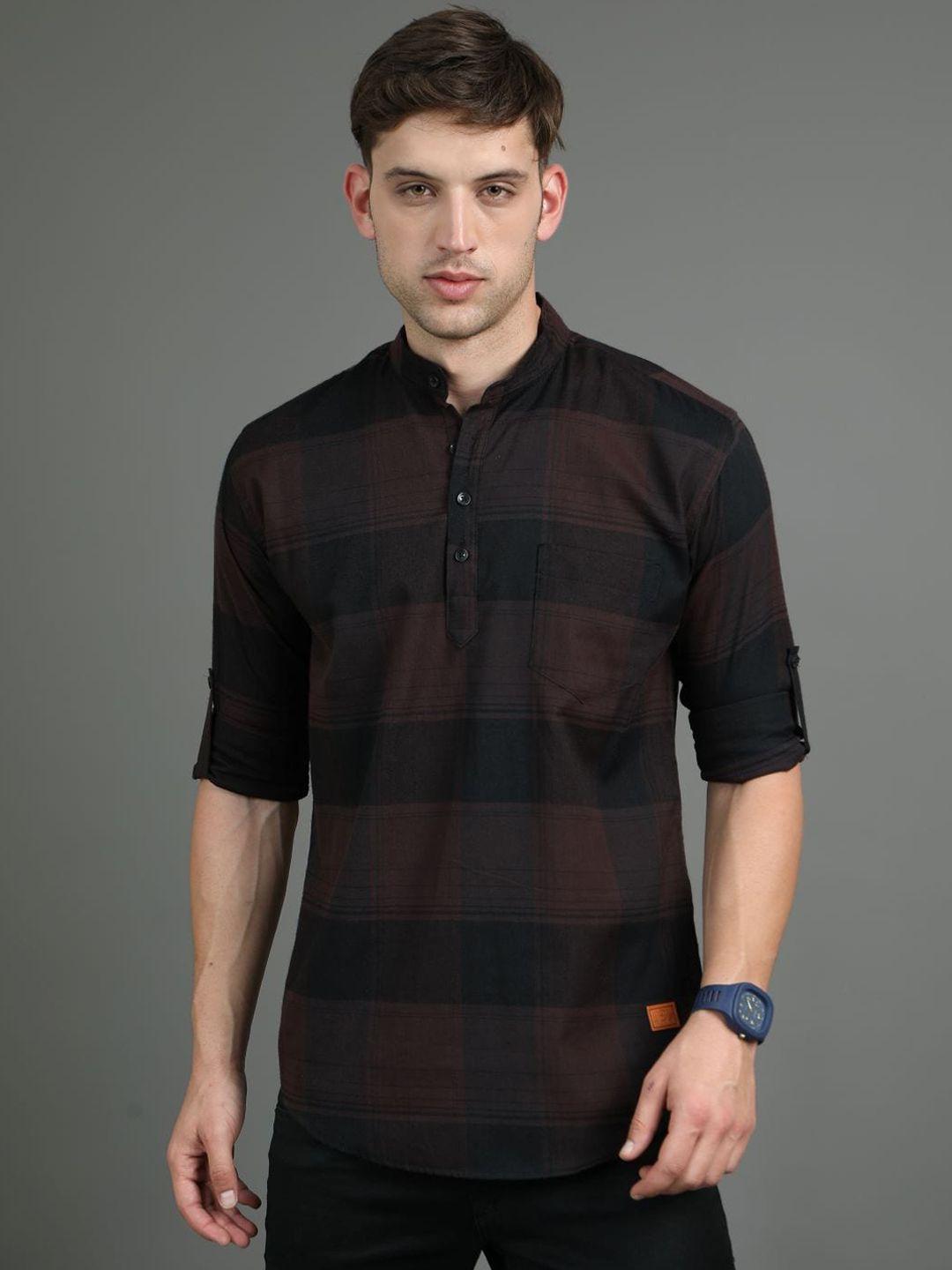 tallwalker tartan checked cotton casual shirt