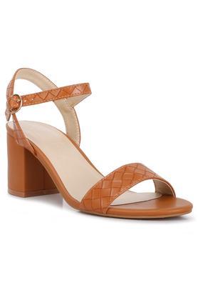 tan basic block heel sandals - tan