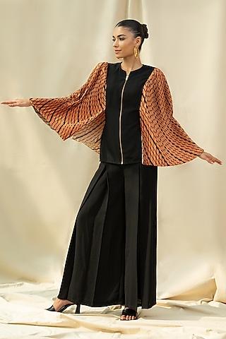 tan brown pleated cape top