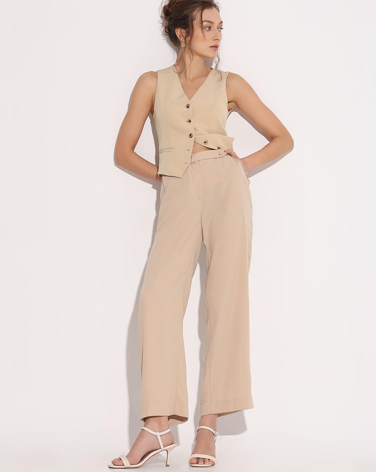 tan high rise straight fit pants
