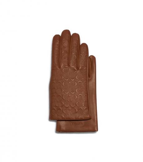 tan signature textured gloves