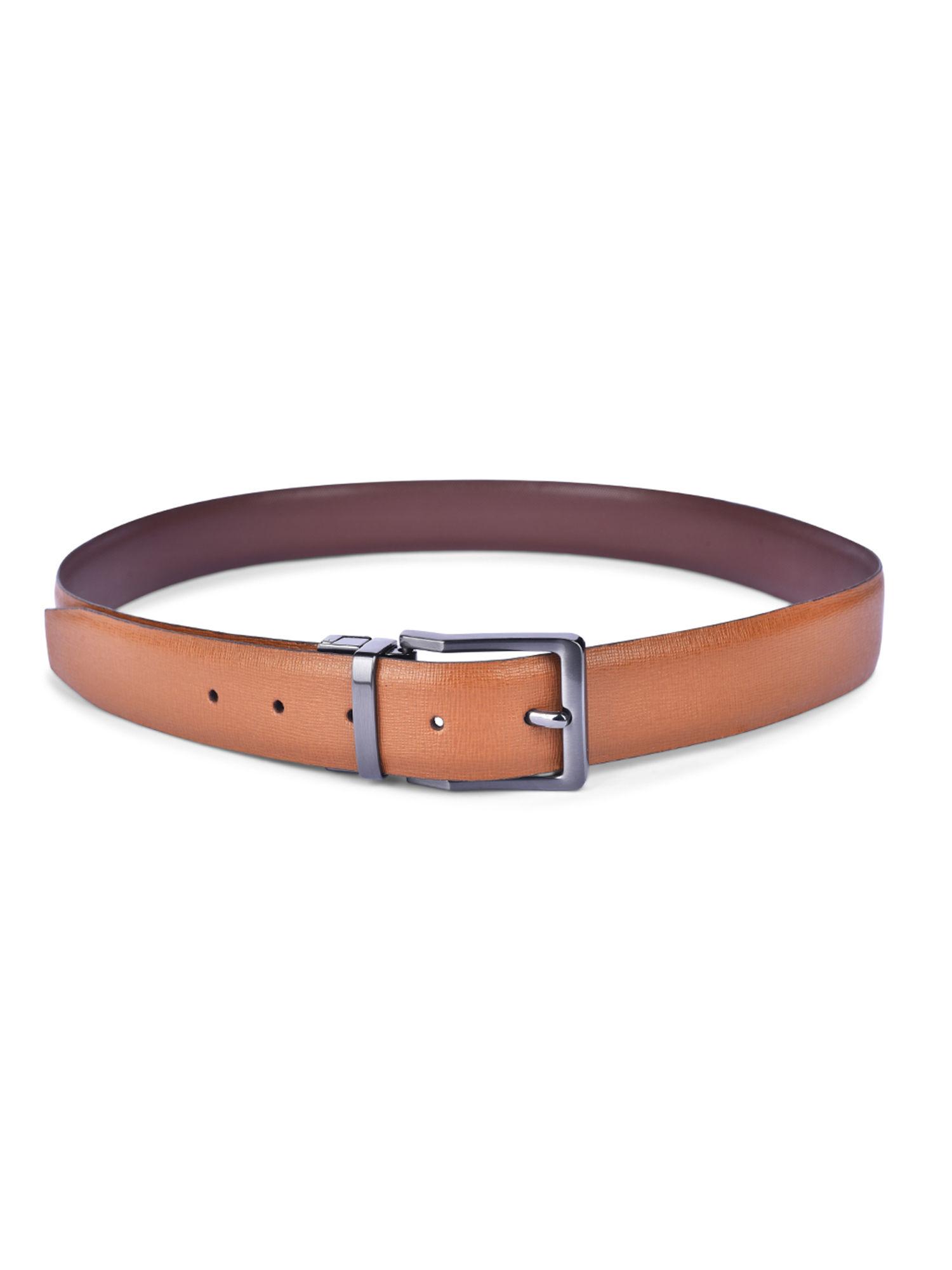 tan & brown men reversible leather belt