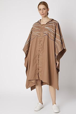 tan brown embroidered choga jacket for girls