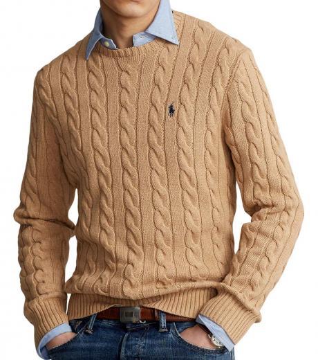 tan cable sweater