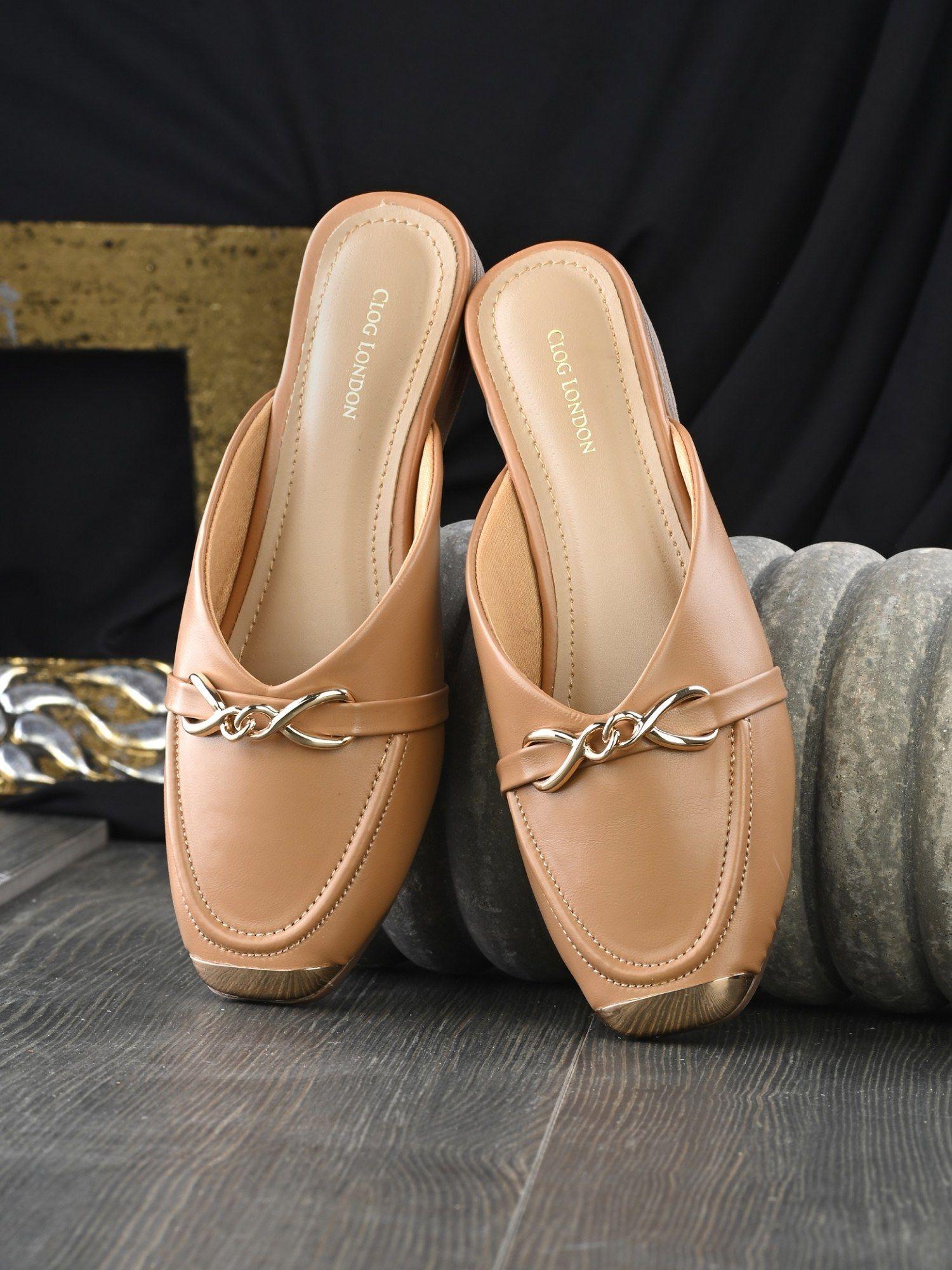 tan comfortable mules