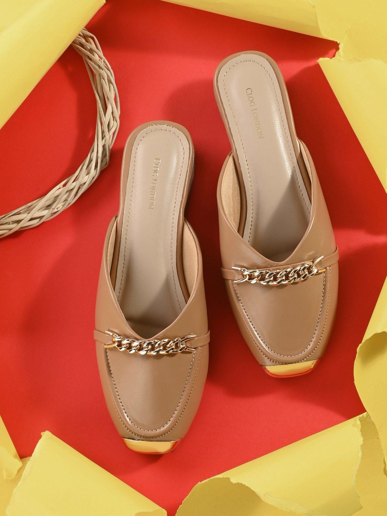 tan comfortable mules