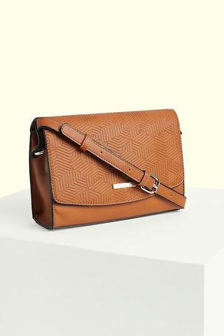 tan cording pattern casual semi pu women cross body bag