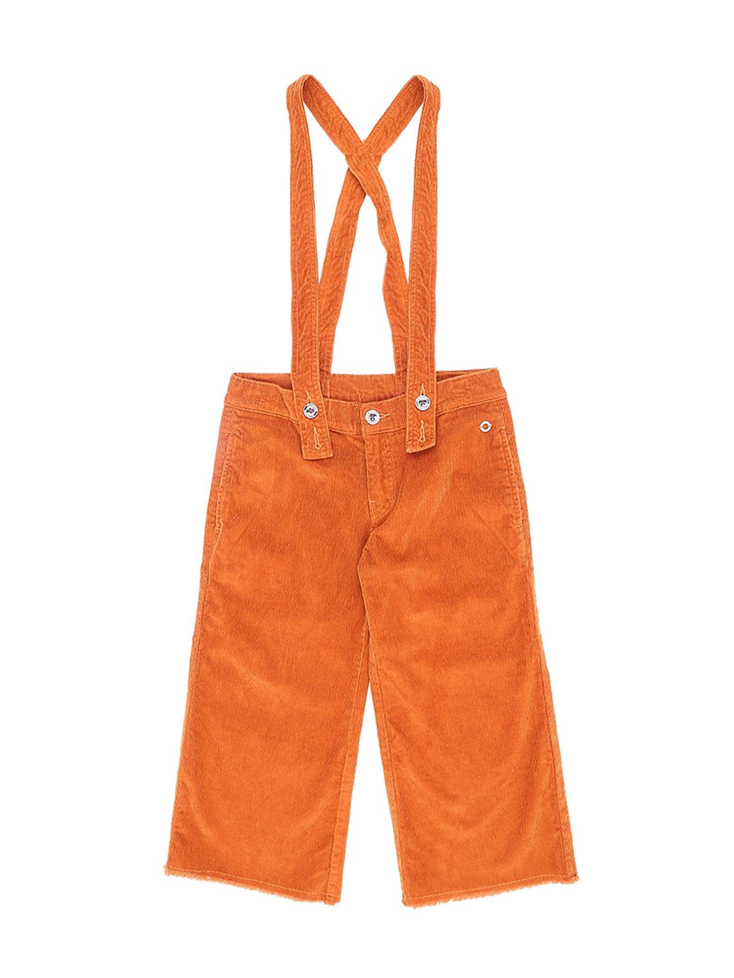 tan cotton capri with suspenders