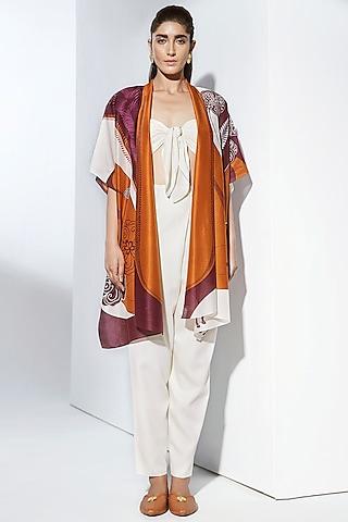 tan hand embroidered cape