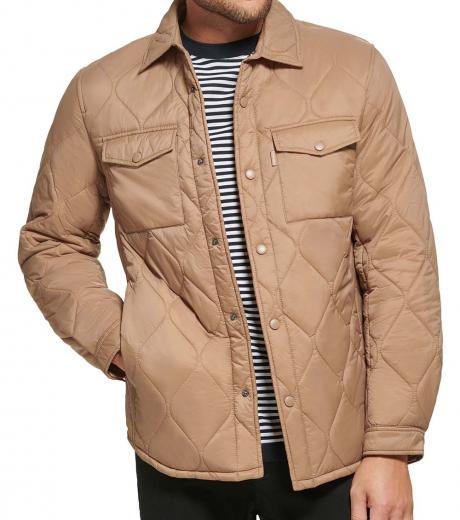 tan quilted shirt jacket