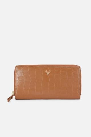 tan solid casual polyurethane women wallet