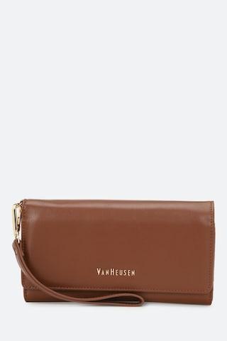 tan solid formal leather women wallet