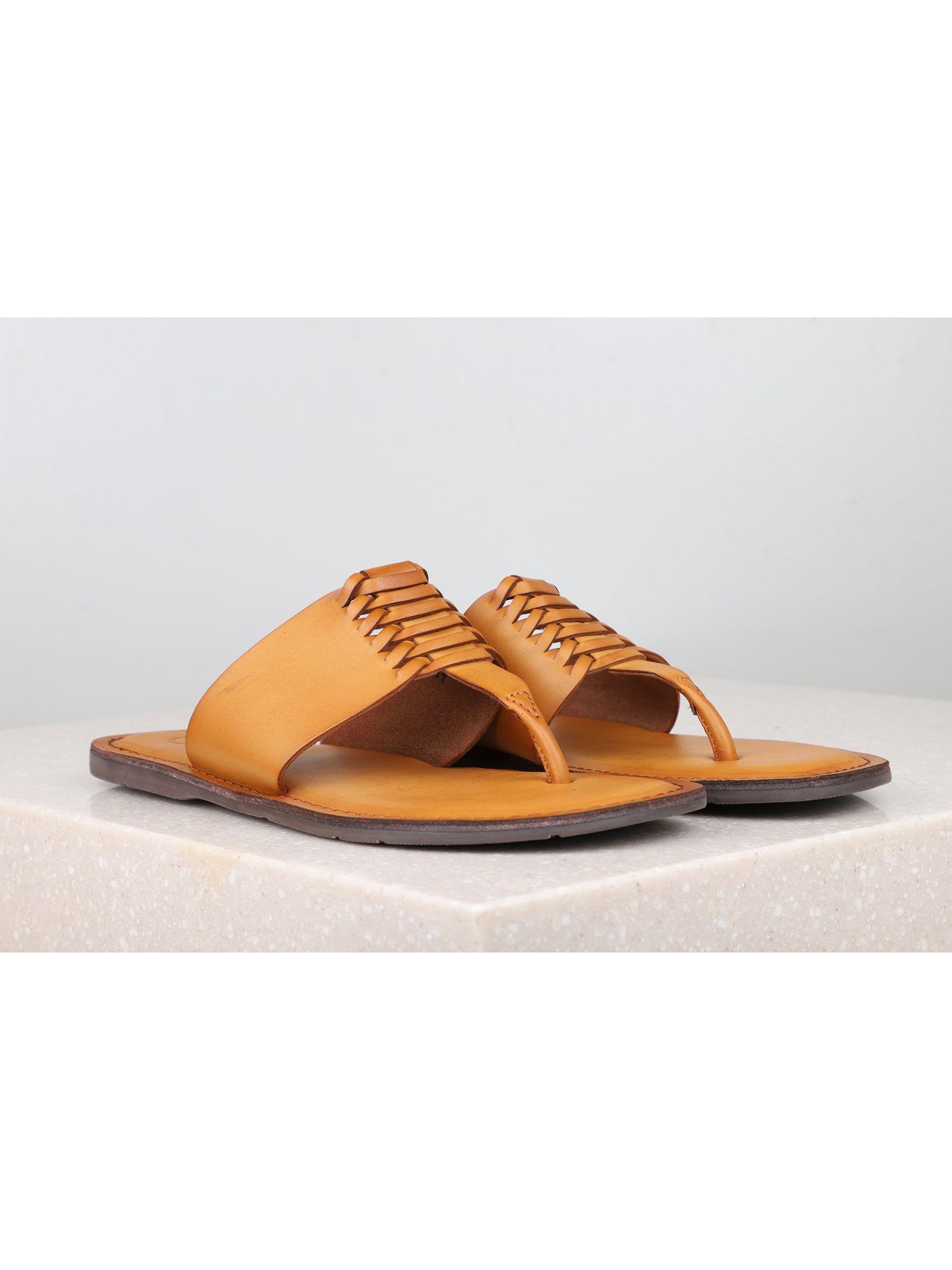 tan solid-plain sandals