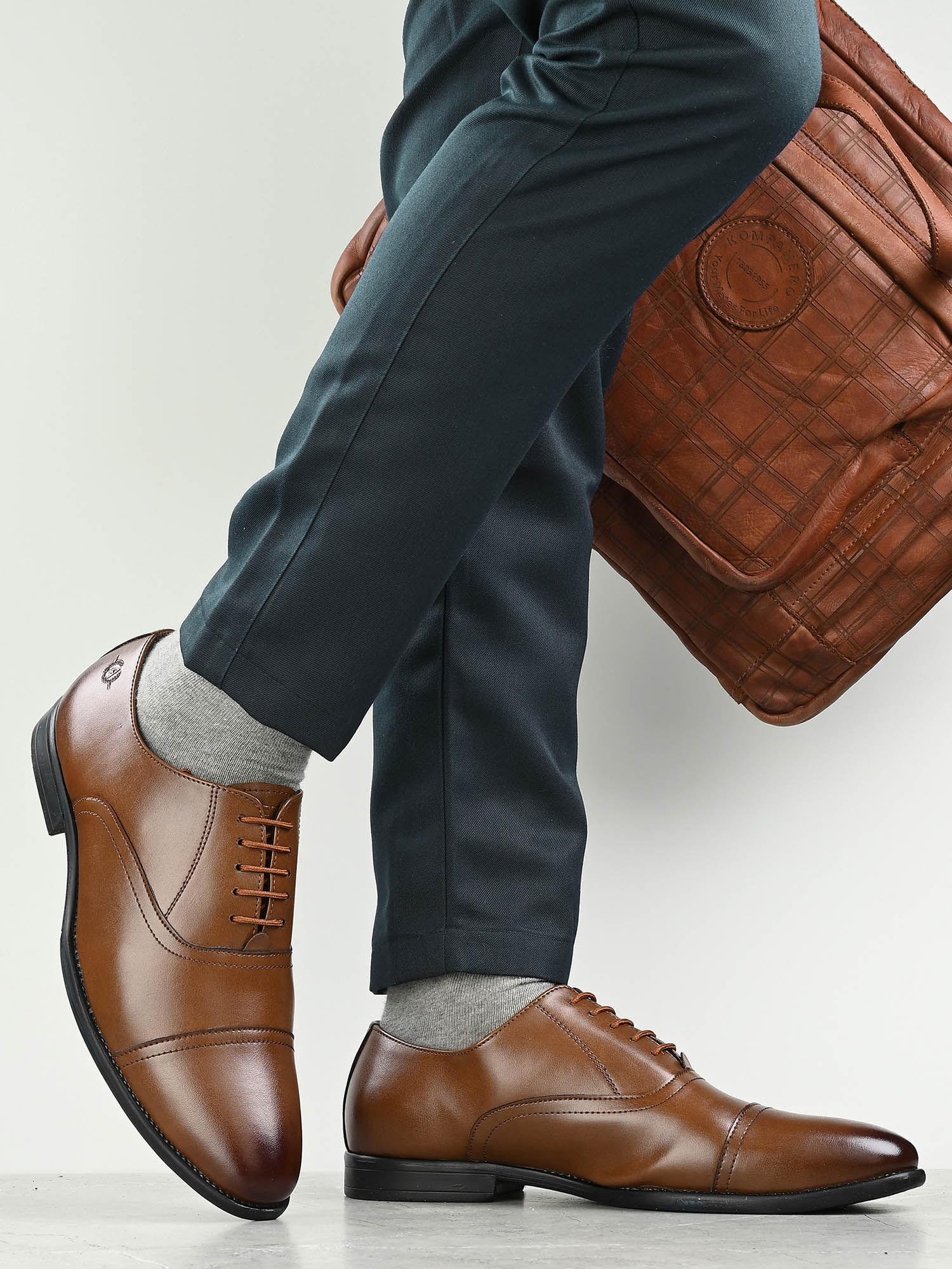 tan synthetic formal shoes