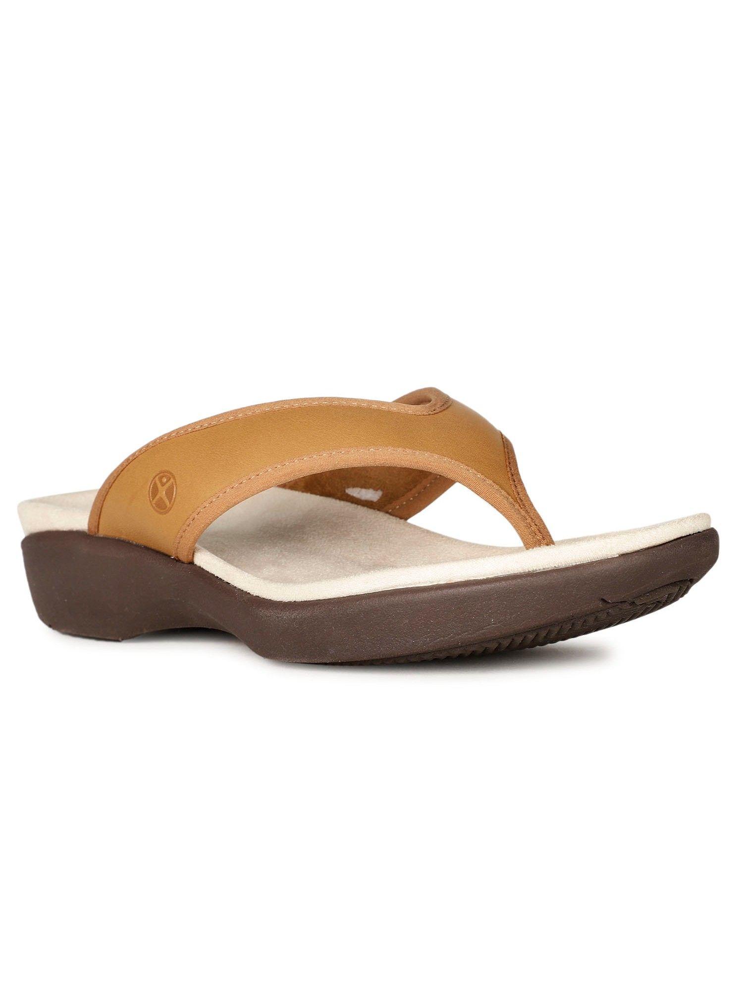 tan women slip-on sandals