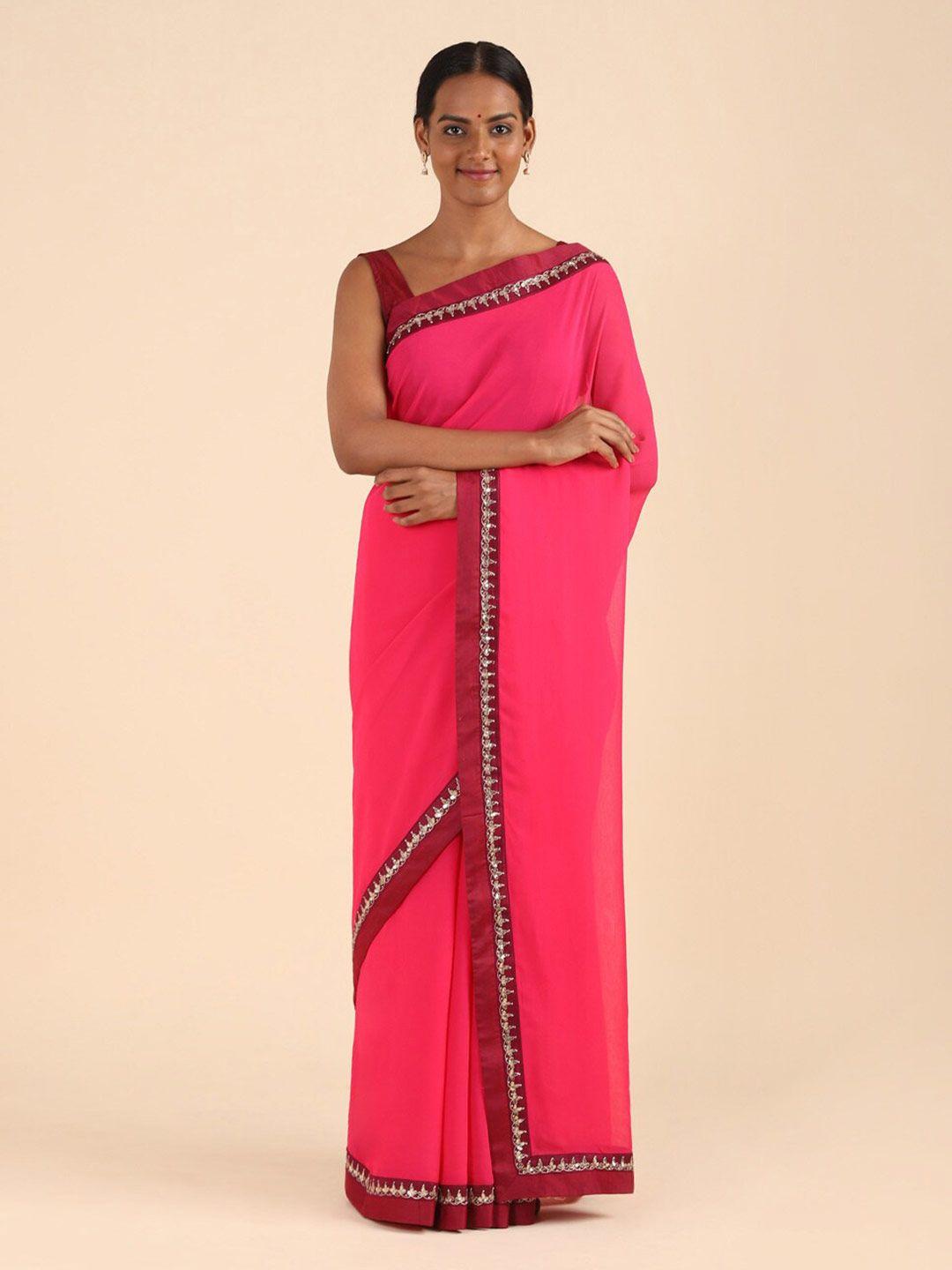 taneira  women pink & maroon  saree