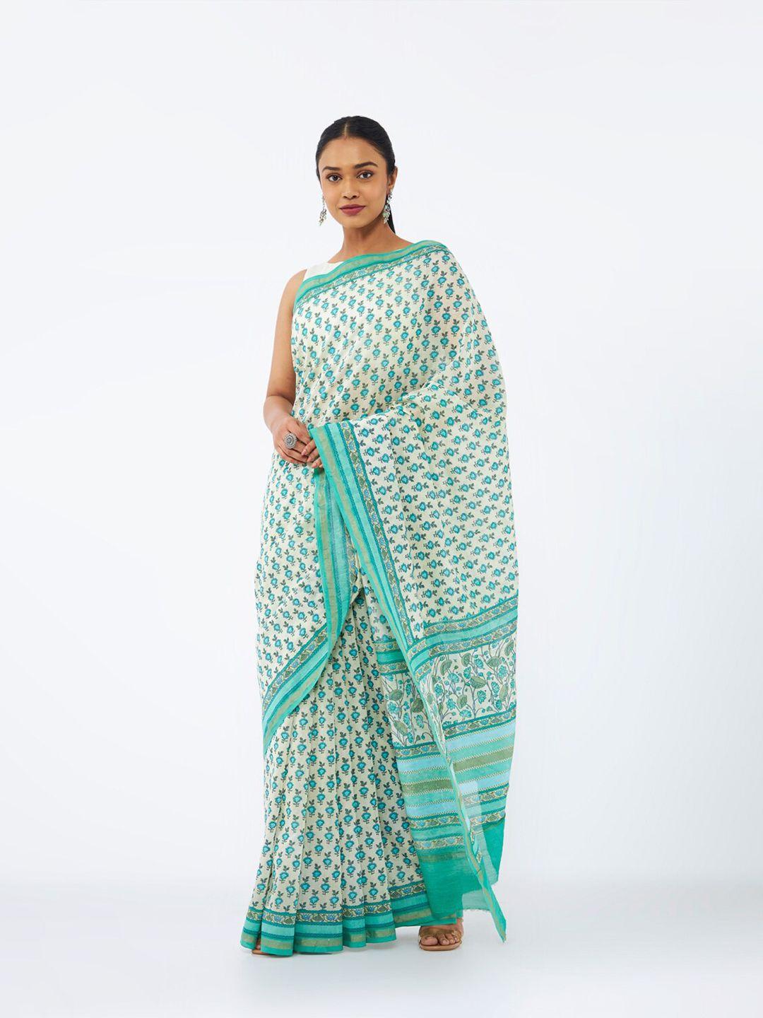 taneira ethnic motifs printed zari pure silk saree