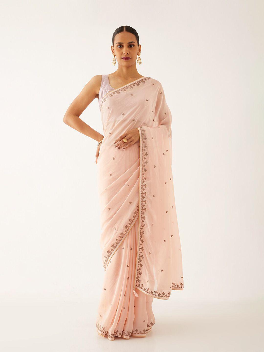 taneira floral embroidered saree